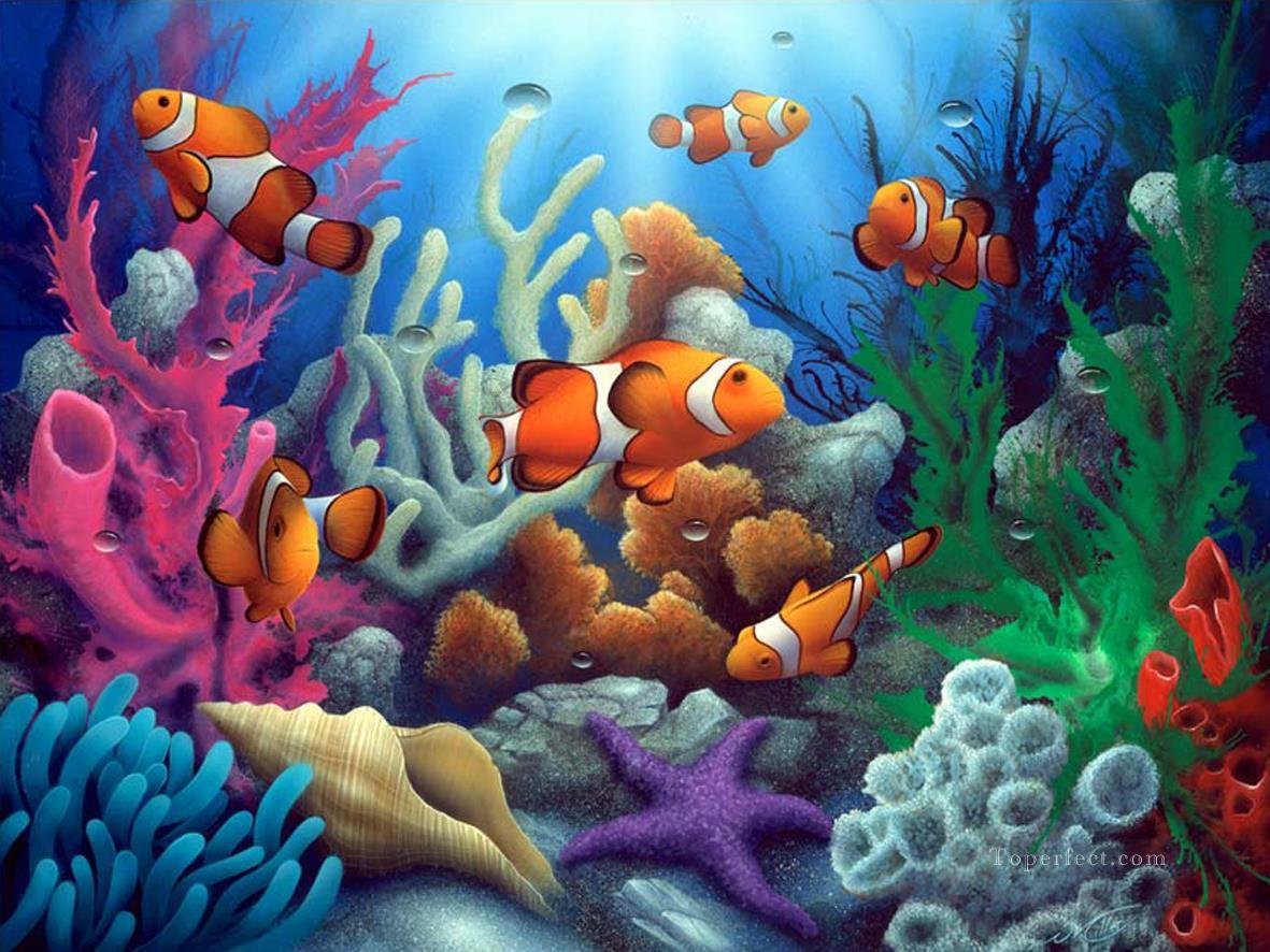 Voici les clowns Monde sous marin Peintures à l'huile